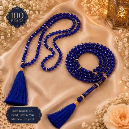 blue crystal beads 100 beads tasbeeh